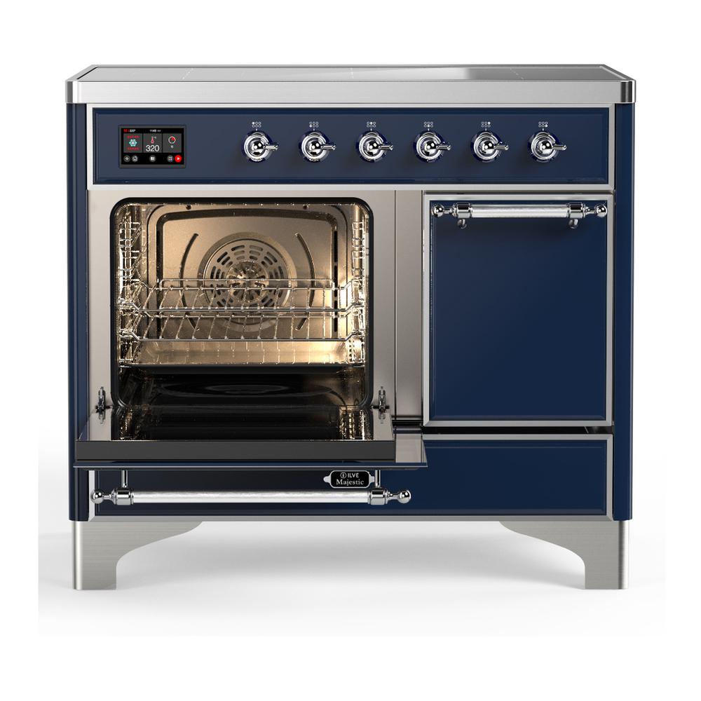 ILVE UMDIB40QNR3MBC Majestic III 40 inch Induction Range with 6 Elements, 3.82 cu. ft. Total Oven Capacity (Solid Door, Midnight Blue, Chrome)
