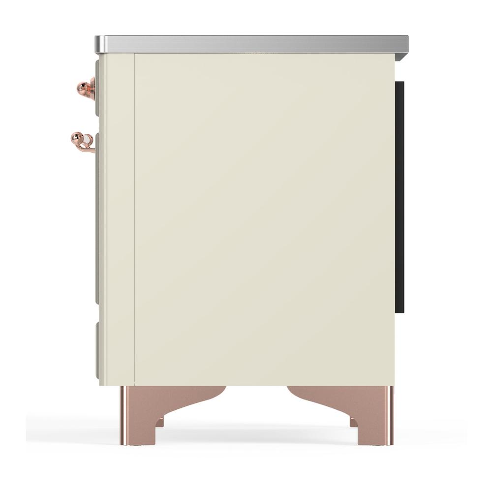 ILVE UMIB36QNR3AWP Majestic III 36 inch Induction Range with 6 Elements, 3.5 cu. ft. Total Oven Capacity (Solid Door, Antique White, Copper)