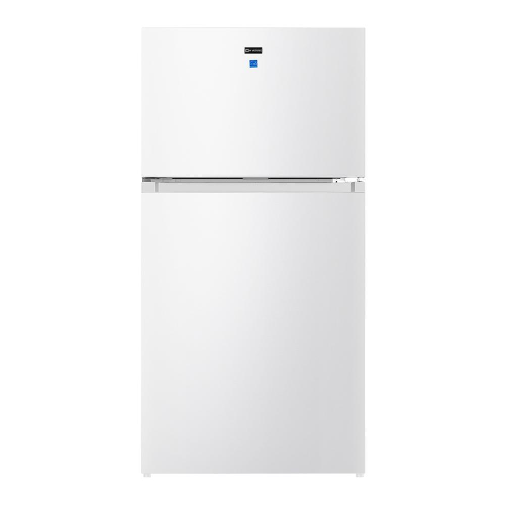 Verona VEFTF3018RWH 30 inch Top Freezer Refrigerator with 18.1 cu. ft. Total Capacity, LED Lighting, Reversible Doors, Gallon Door Storage, Recessed Handle, Energy Star (White)