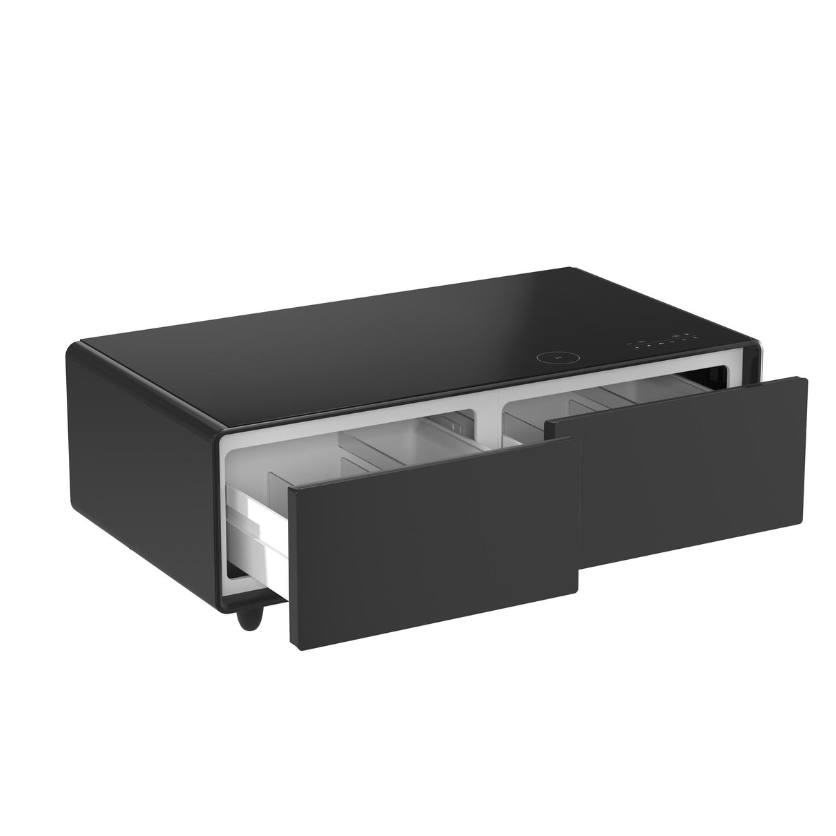Forno Evoluto Tavolo 51-Inch Black Smart Coffee Table - Dual Refrigerator Drawers, Bluetooth 5.0 Audio, Wireless Charging & RGB Ambient Light