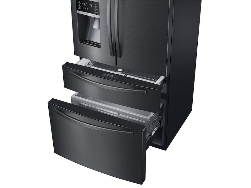 25 cu. ft. Large Capacity 4-Door French Door Refrigerator with External Water & Ice Dispenser in Black Stainless Steel
