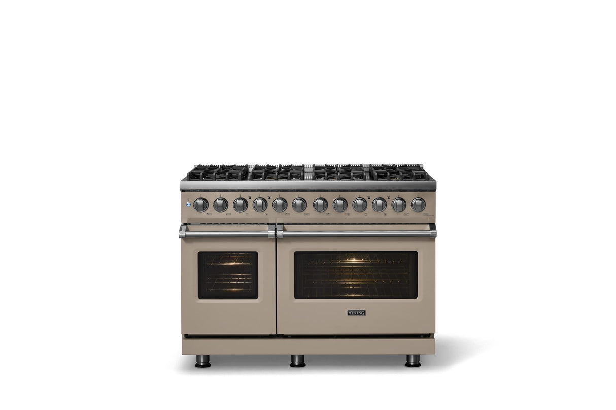 48"W. Dual Fuel Range (Burner: 8b, Finish: Nantucket, Trim: Polished Chrome, Fuel: Natural Gas)