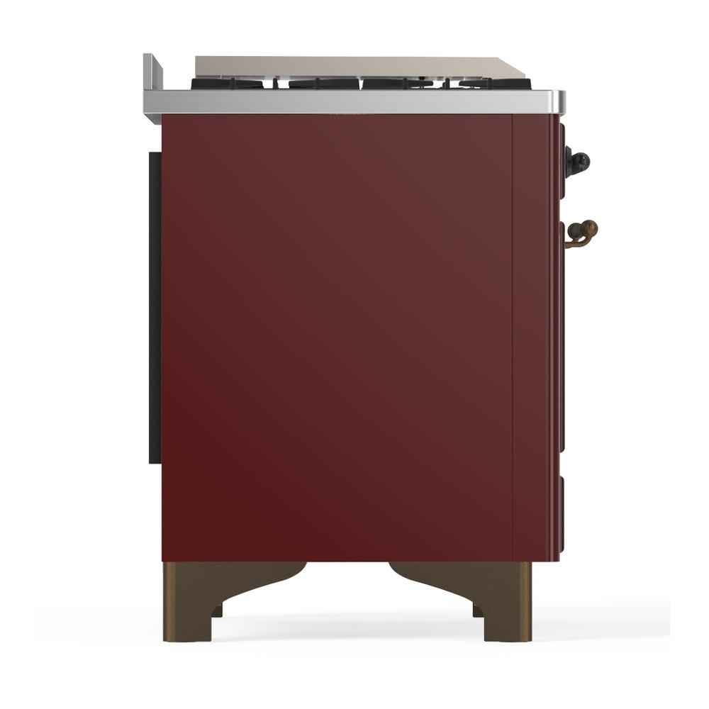 ILVE UMD40FNR3BUB Majestic III 40 inch Dual Fuel Range with 6 Burners and Griddle, Dual Function Burner up to 25,000 BTU (Natural Gas, Triple Glass Door, Burgundy, Burnished)
