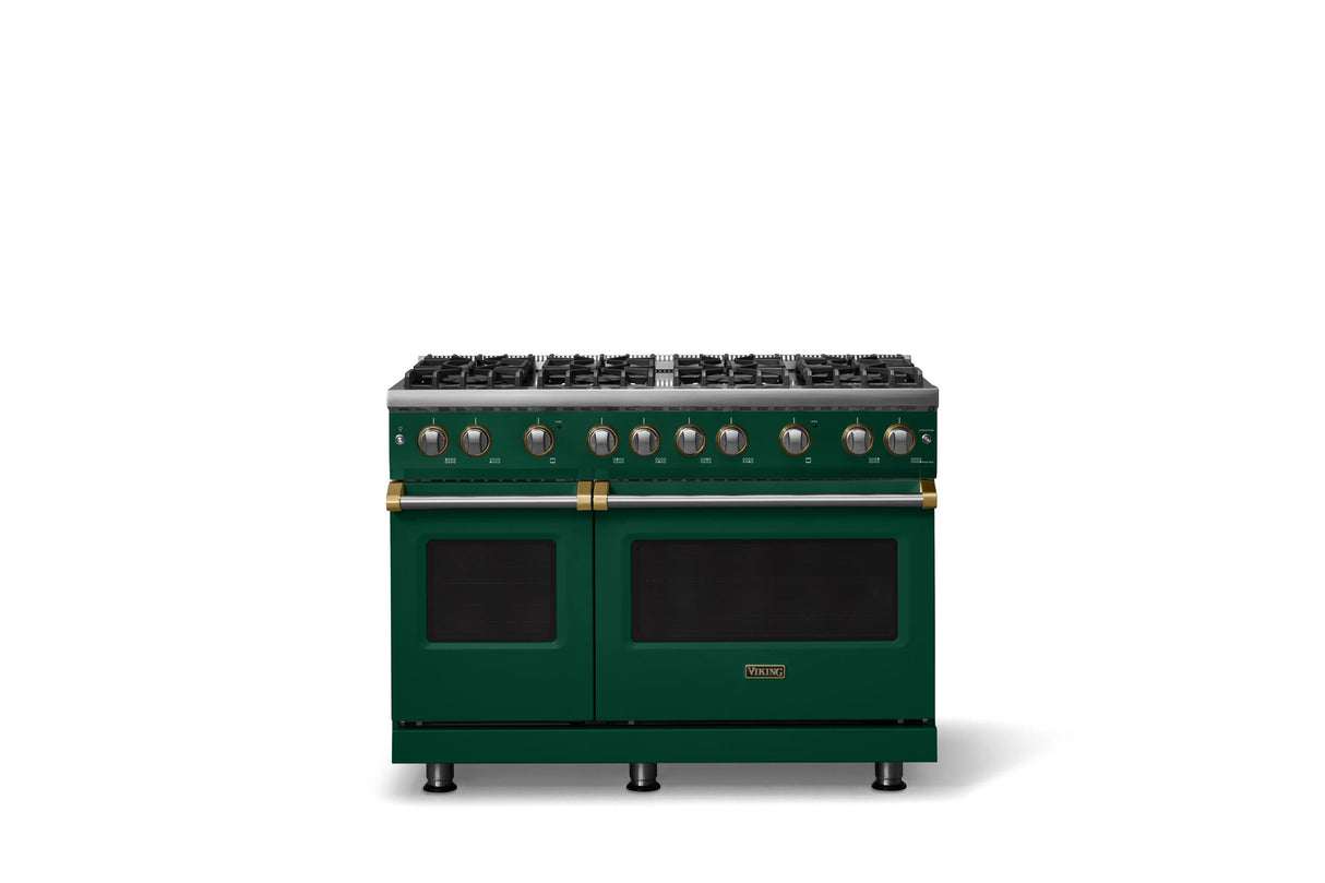 48"W. Sealed Burner Gas Range (Burner: 8b, Finish: Ivy, Trim: Brushed Brass, Fuel: Natural Gas)