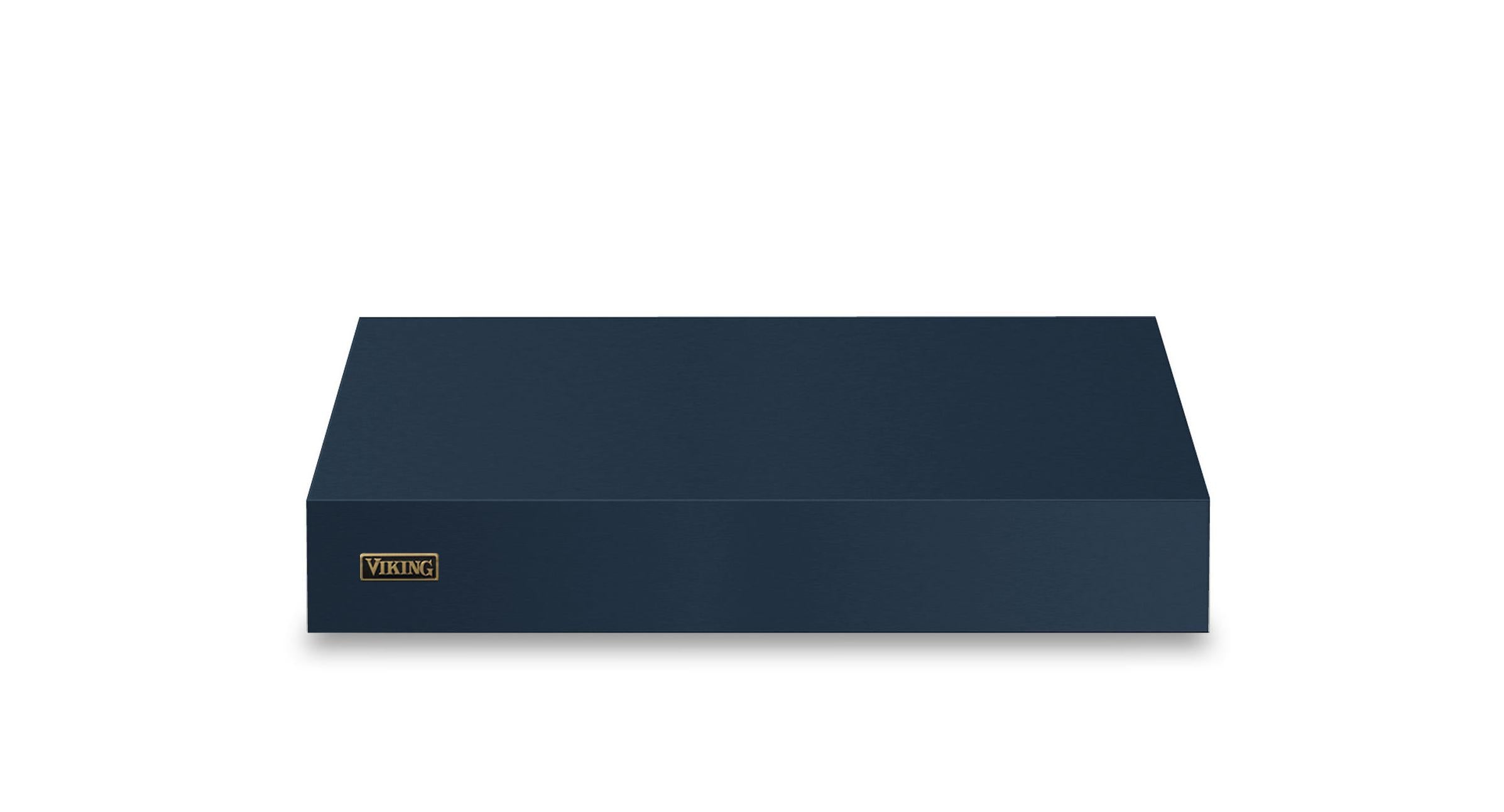 36"W. 12"H. Wall Hood + Ventilator (Finish: Slate Blue, Trim: Brushed Brass)