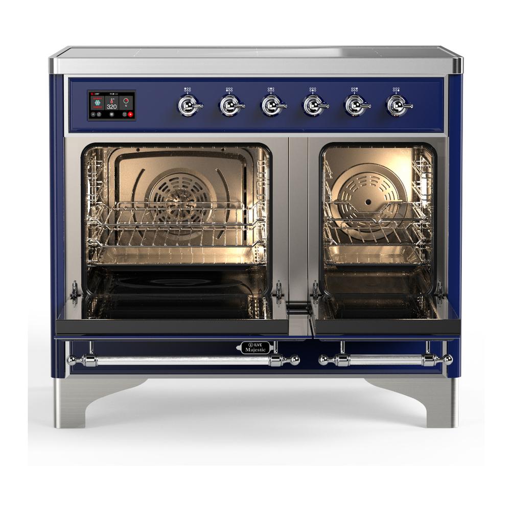 ILVE UMDIB40NR3MBC Majestic III 40 inch Induction Range with 6 Elements, 3.82 cu. ft. Total Oven Capacity (Triple Glass Door, Midnight Blue, Chrome)