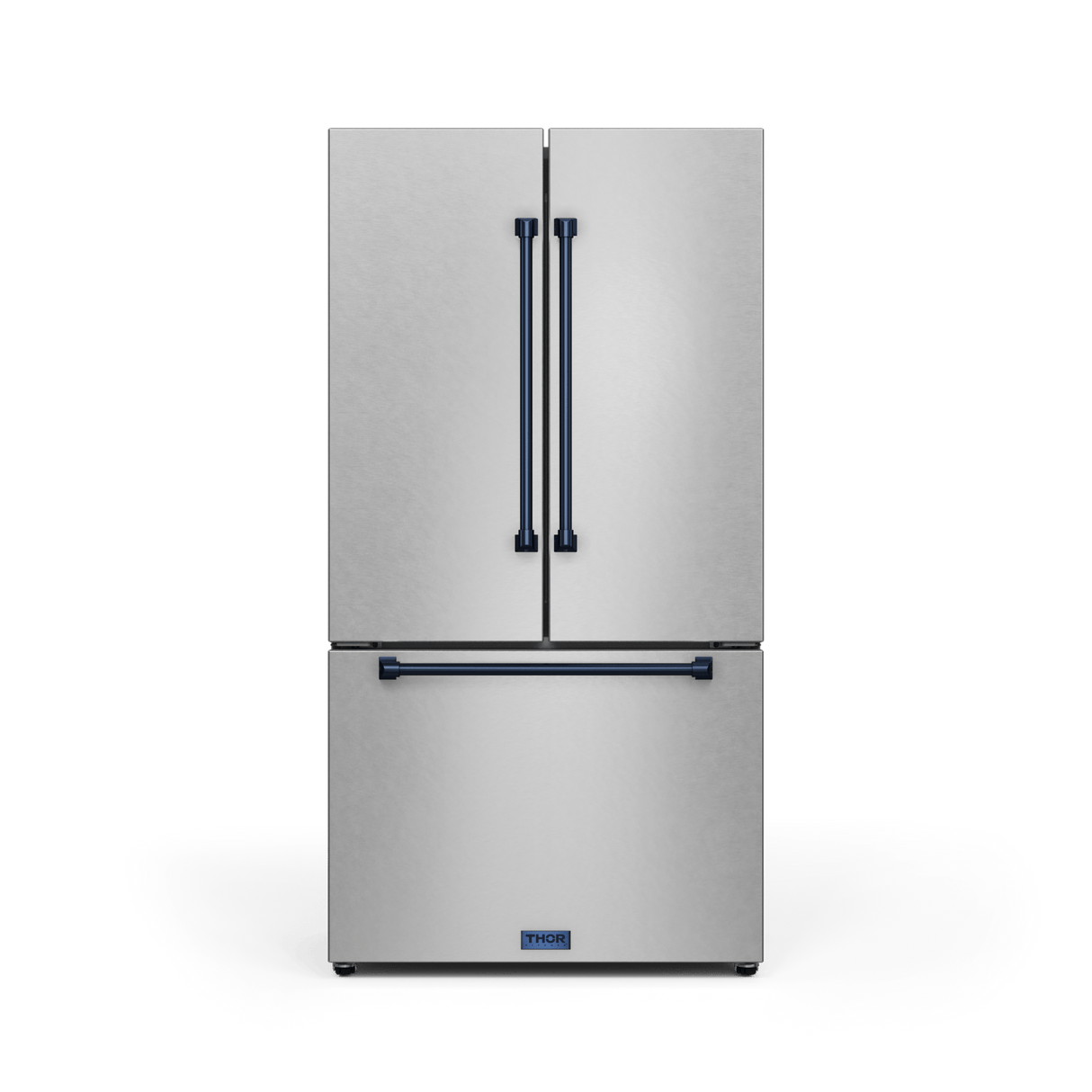 36 Inch 20.3 Cu Ft French Door Counter Depth Refrigerator With Ice Maker In Stainless Steel/navy Blue Gordon Ramsay Series