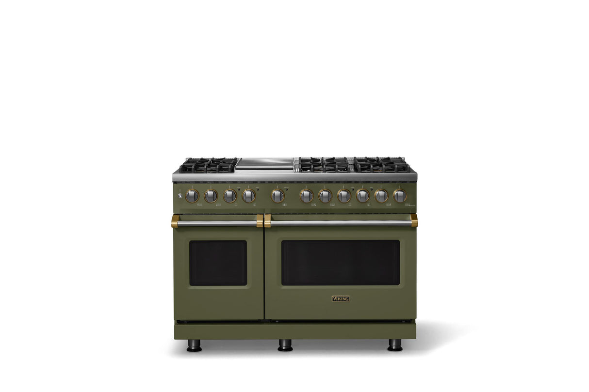 48"W. Dual Fuel Range (Burner: 6g, Finish: Martini, Trim: Brushed Brass, Fuel: Propane)