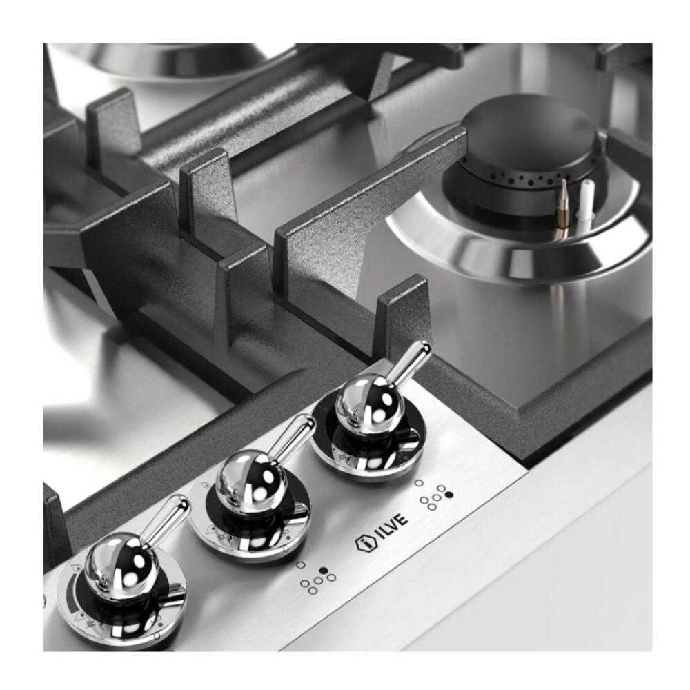 ILVE UHCPT95NSSCLP Nostalgie II 36 inch Built-In Gas Cooktop with Total Black Brass Burners, in Stainless Steel (5 Sealed Burners, Liquid Propane, Chrome)
