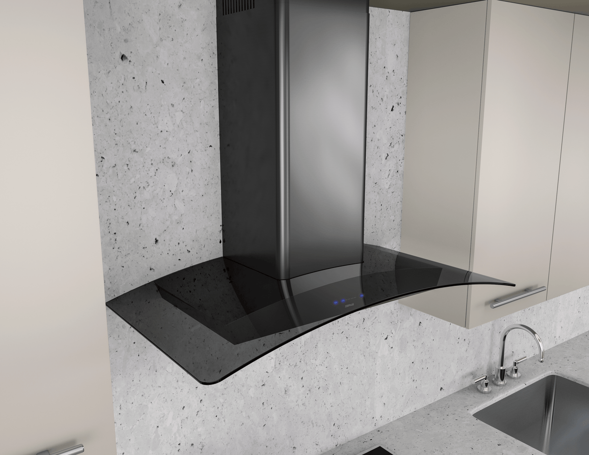 Ravenna, Wall, 30", Blk SS+Gray Glass, ACT, LED