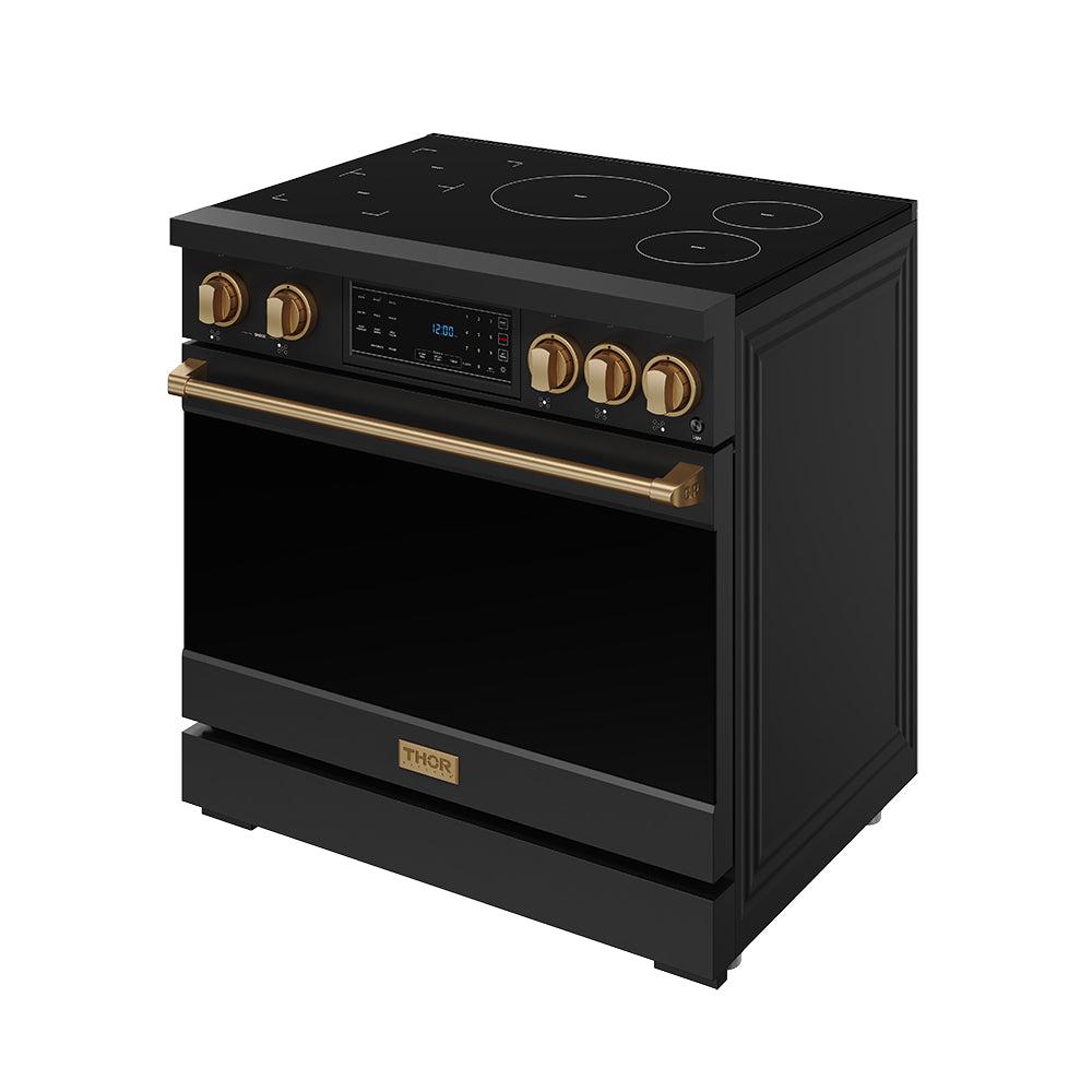 36 Inch Professional Induction Range With Tilt Panel Touch Control In Black and Bronze Gordon Ramsay Series