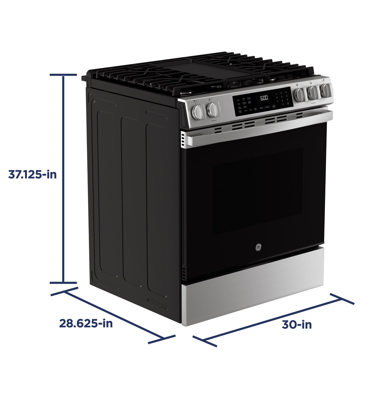 GE® 30" Slide-In Front-Control Convection Gas Range with No Preheat Air Fry and EasyWash™ Oven Tray