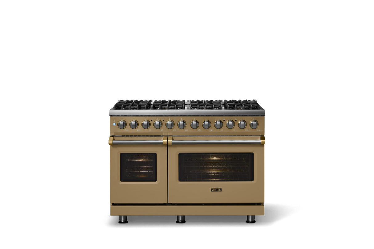 48"W. Dual Fuel Range (Burner: 8b, Finish: Golden Hour, Trim: Polished Chrome, Fuel: Propane)