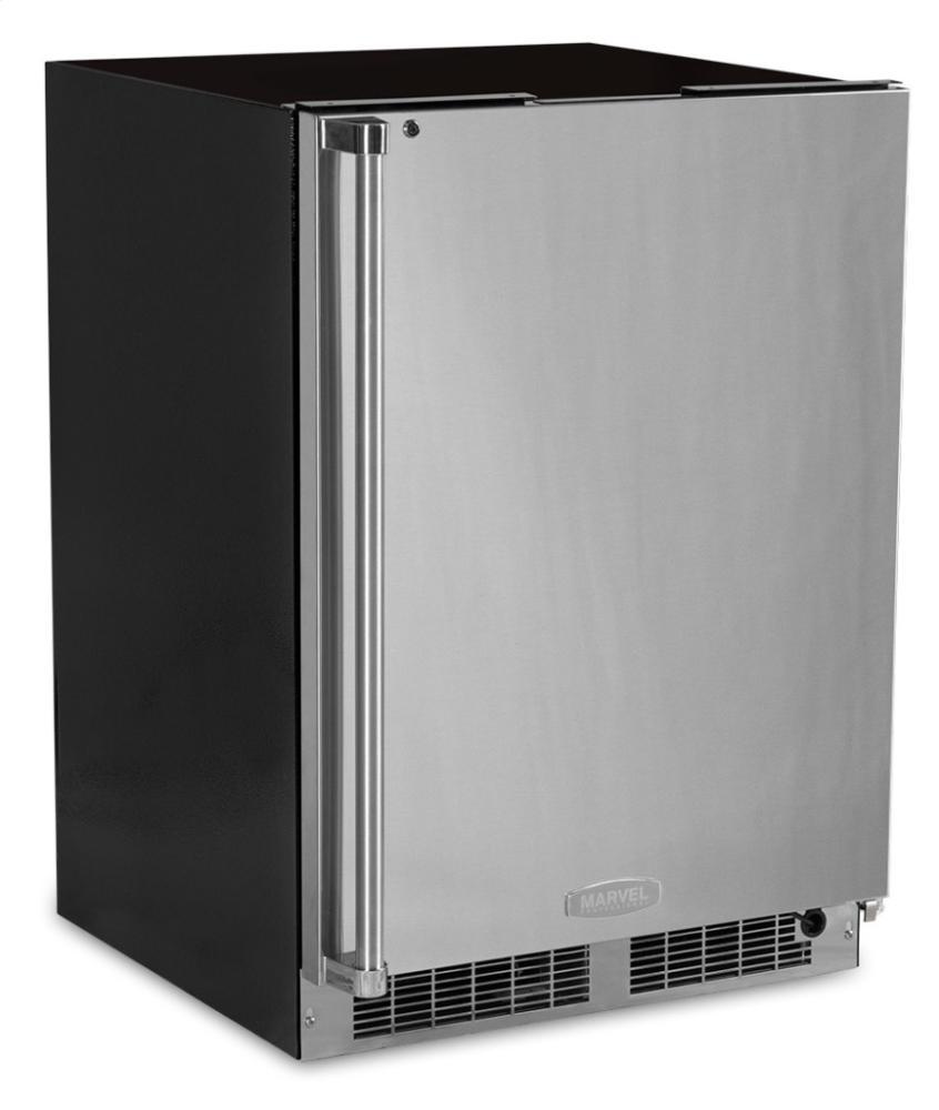 24" All Refrigerator with Drawer Storage - Solid Stainless Door With Lock - Integrated Left Hinge