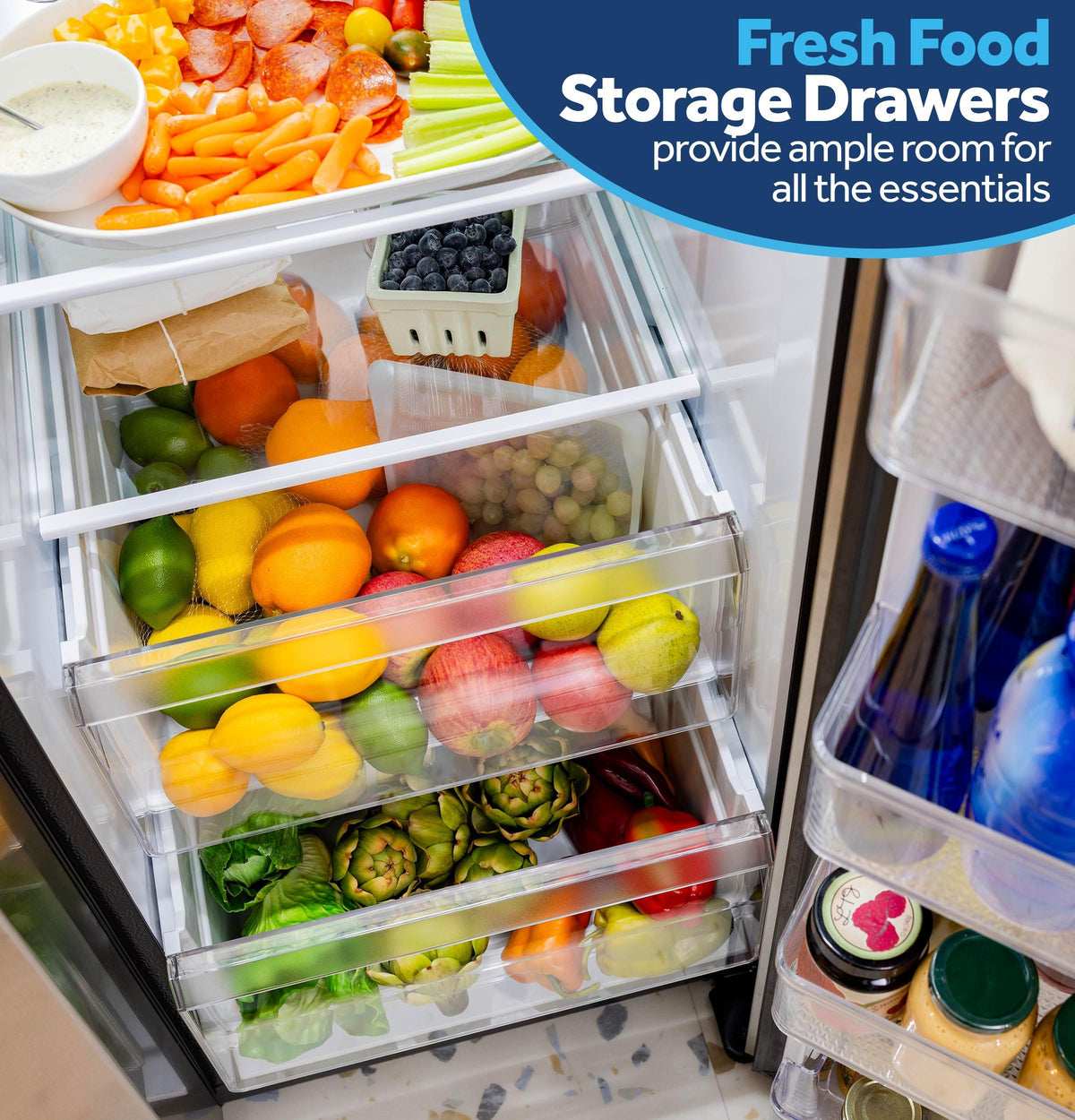 GE® 23.6 Cu. Ft. Counter-Depth Side-By-Side Refrigerator with Extra Tall Dispenser and In-Door Icemaker