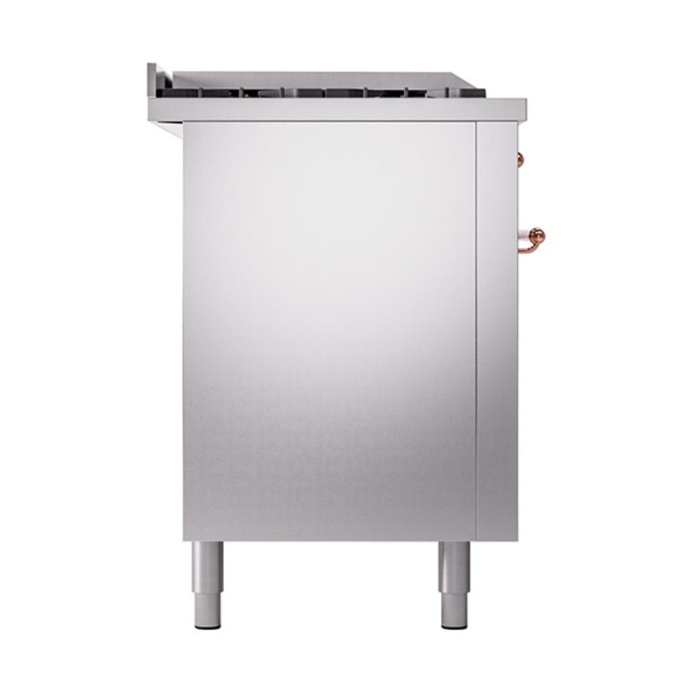 ILVE UN60FSQNMPSSP Nostalgie II Noblesse 60 inch Dual Fuel Range (7 Sealed Burners + Griddle + French Top, Natural Gas, Solid Door, Stainless Steel, Copper)