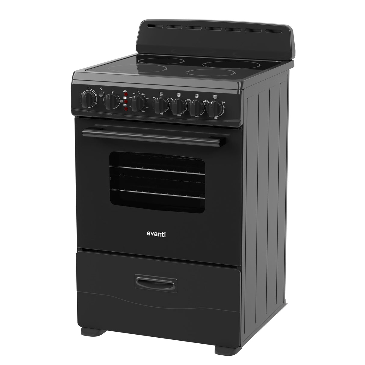 Avanti 24-Inch Freestanding Electric Range with Ceramic Glass Cooktop, in Black (CERU240P1B)