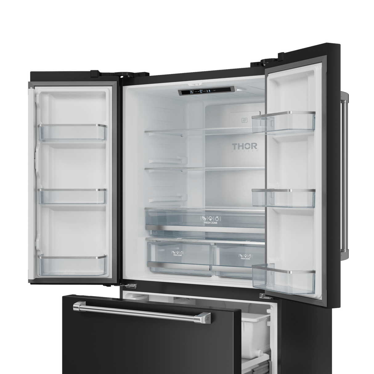 36 Inch 20.3 Cu Ft French Door Counter Depth Refrigerator With Ice Maker In Black/stainless Steel Gordon Ramsay Series