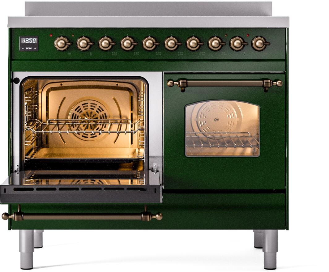 Nostalgie II 40 Inch Electric Freestanding Range in Emerald Green with Bronze Trim