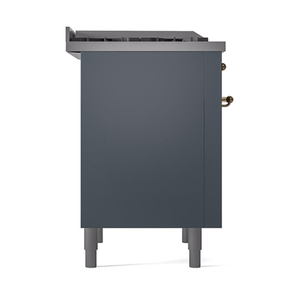 ILVE UN36FQNMPBGG Nostalgie II Noblesse 36 inch Dual Fuel Range (Natural Gas, Solid Door, Blue Grey, Brass)