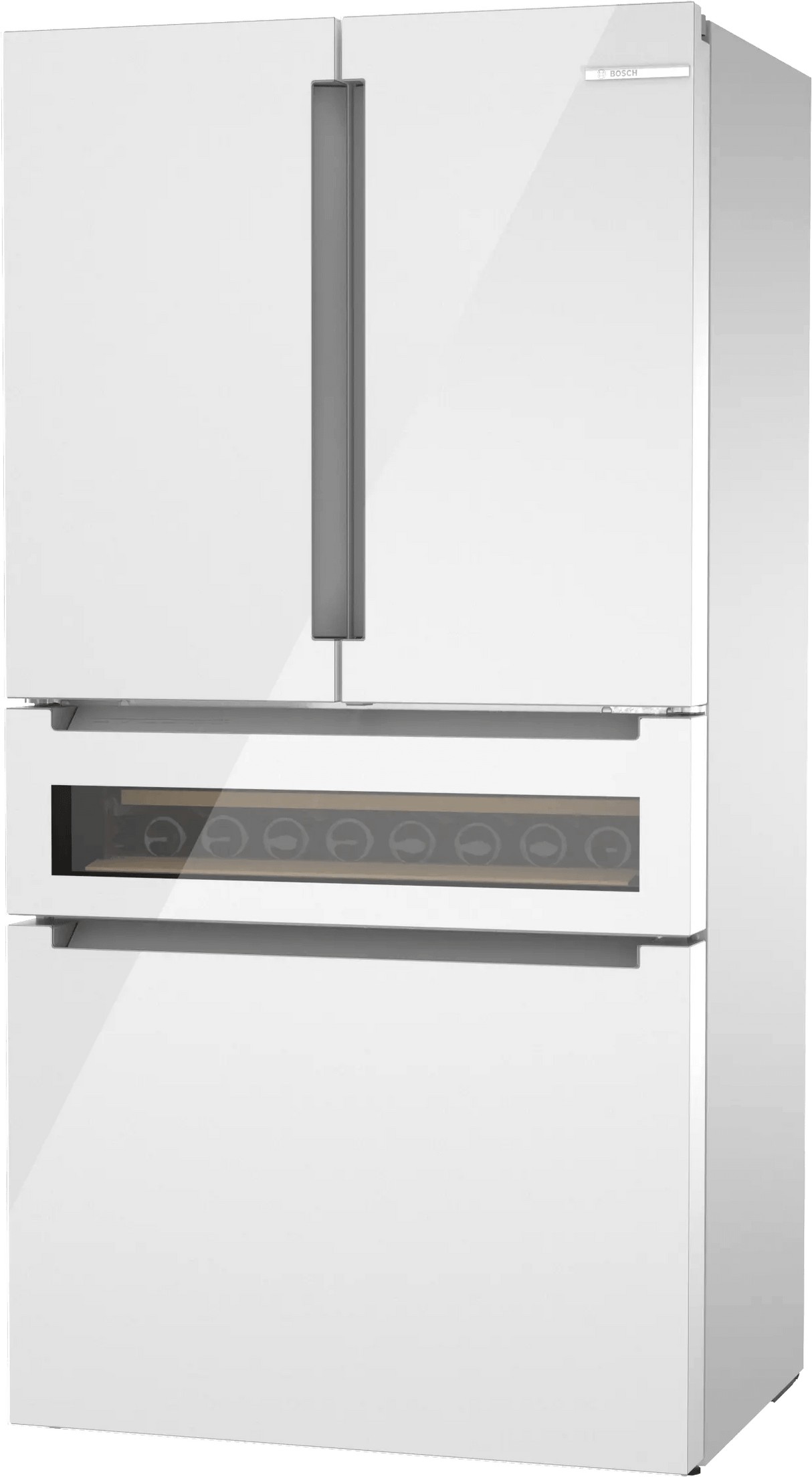 800 Series French Door Bottom Mount Refrigerator, Glass door 36" White, Total No Frost