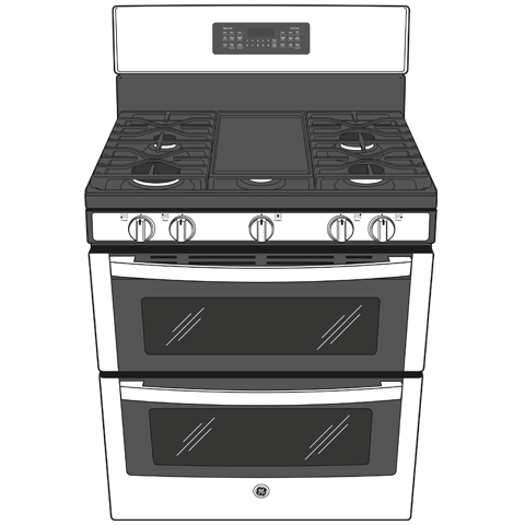 GE 30" Free-Standing Gas Double Oven Convection Range