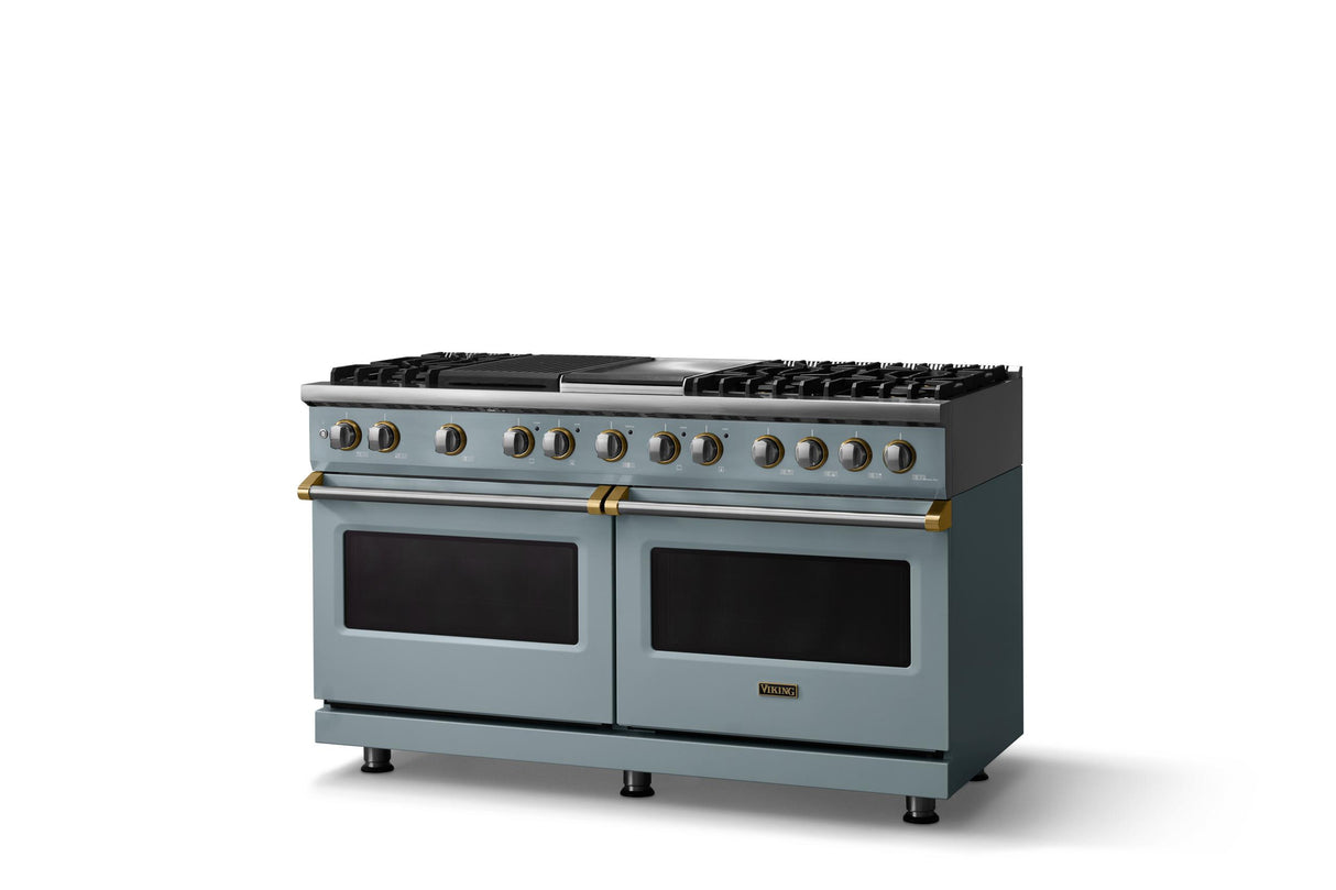 60"W.Dual Fuel Range (Finish: November Sky, Trim: Polished Chrome, Fuel: Propane)