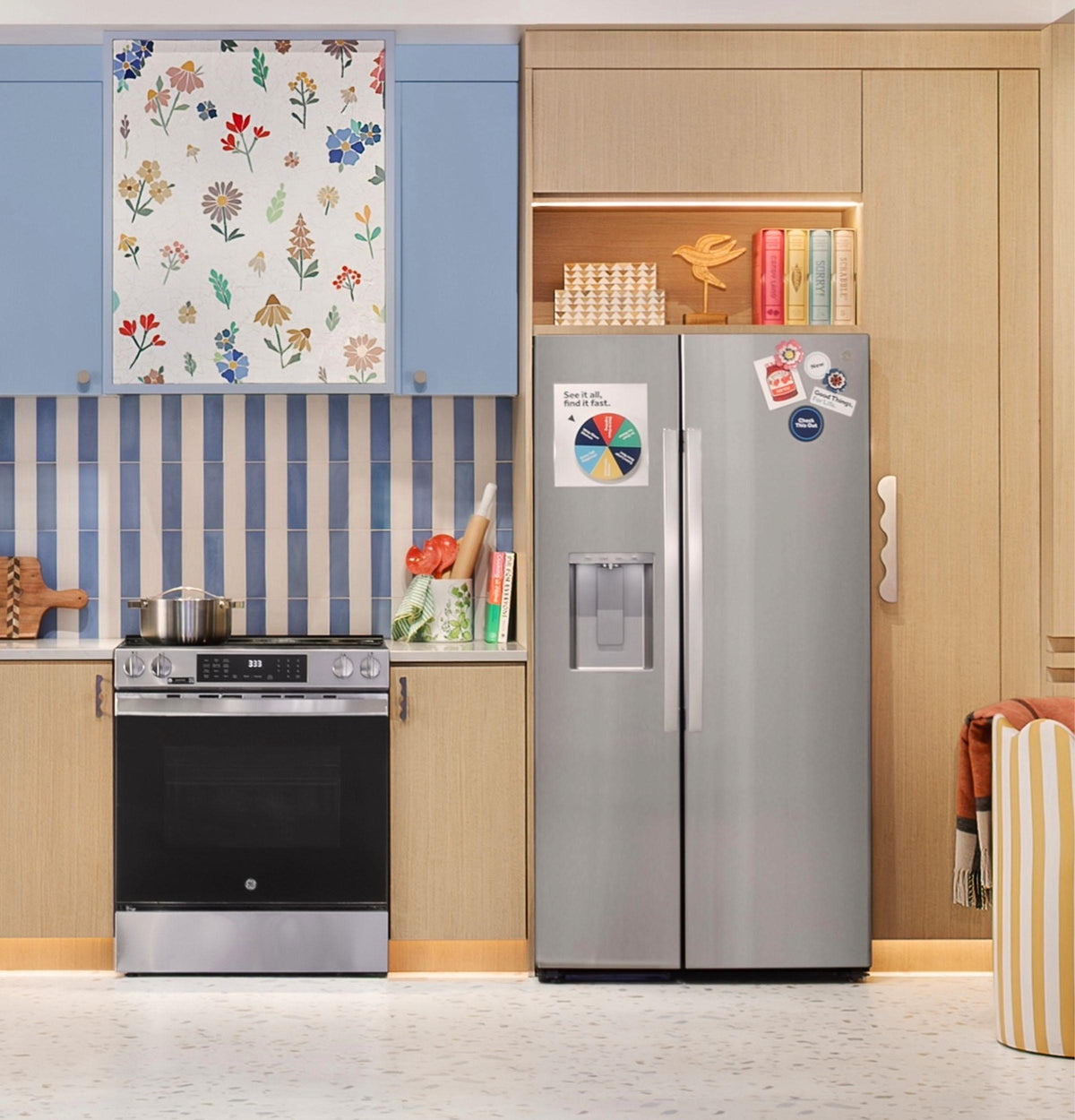 GE® 23.6 Cu. Ft. Counter-Depth Side-By-Side Refrigerator with Extra Tall Dispenser and In-Door Icemaker