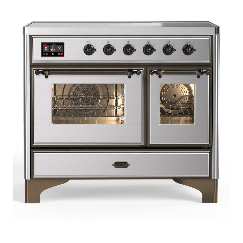 ILVE UMDIB40NR3SSB Majestic III 40 inch Induction Range with 6 Elements, 3.82 cu. ft. Total Oven Capacity (Triple Glass Door, Stainless Steel, Burnished)