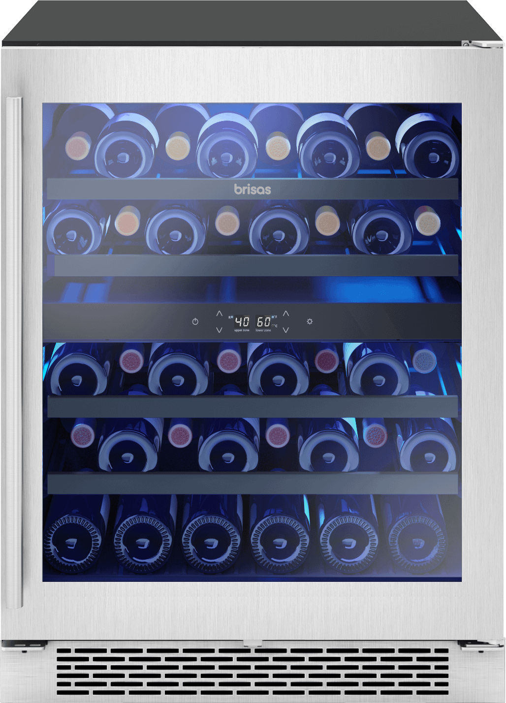 Brisas Wine Cooler, 24in UC, SS+Glass,2Z, ADA