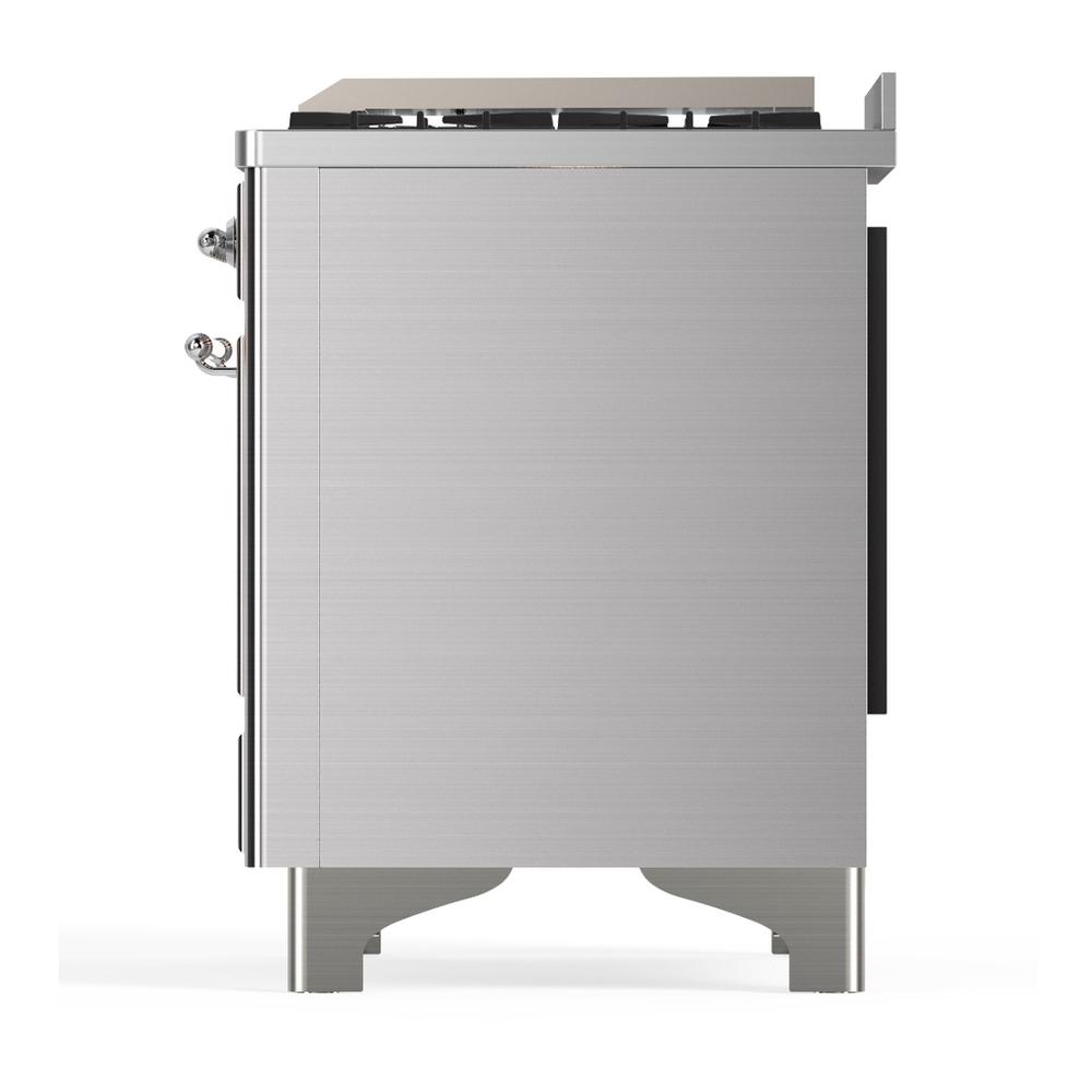 ILVE UM60FQNR3SSCLP Majestic III 60 inch Dual Fuel Range with 9 Burners and Griddle, Dual Function Burner up to 25,000 BTU (Liquid Propane, Solid Door, Stainless Steel, Chrome)