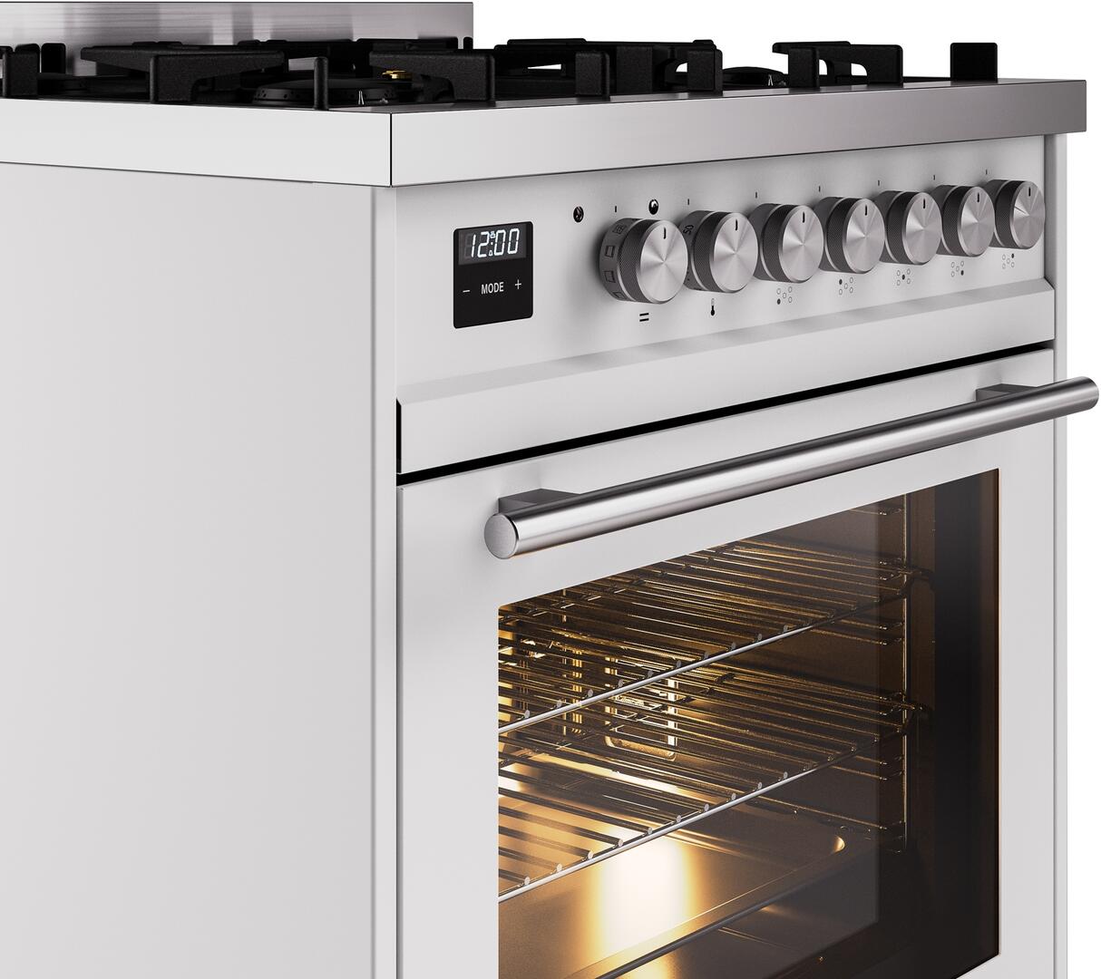 Professional Plus II 30 Inch Dual Fuel Liquid Propane Freestanding Range in White with Trim