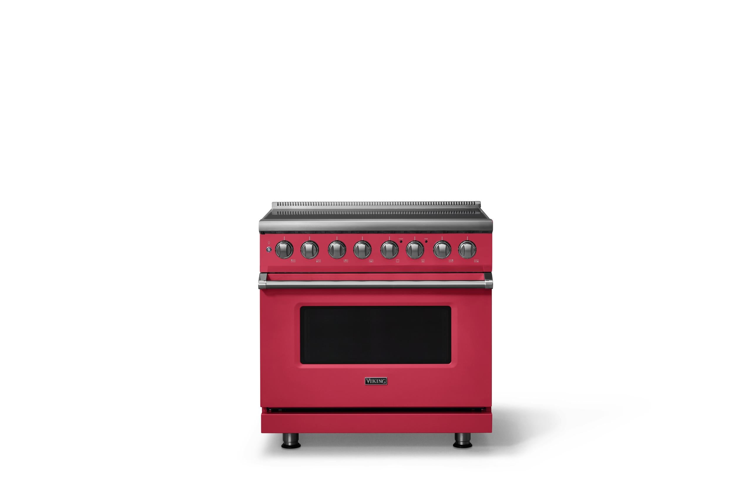 36"W. Induction Range (Finish: Valentine, Trim: Polished Chrome)