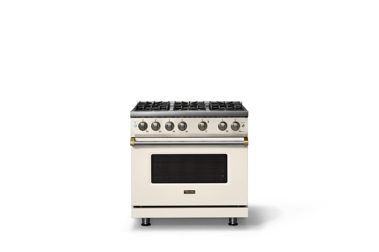 36"W. Sealed Burner Gas Range (Burner: 6b, Finish: Pure White, Trim: Polished Chrome, Fuel: Propane)