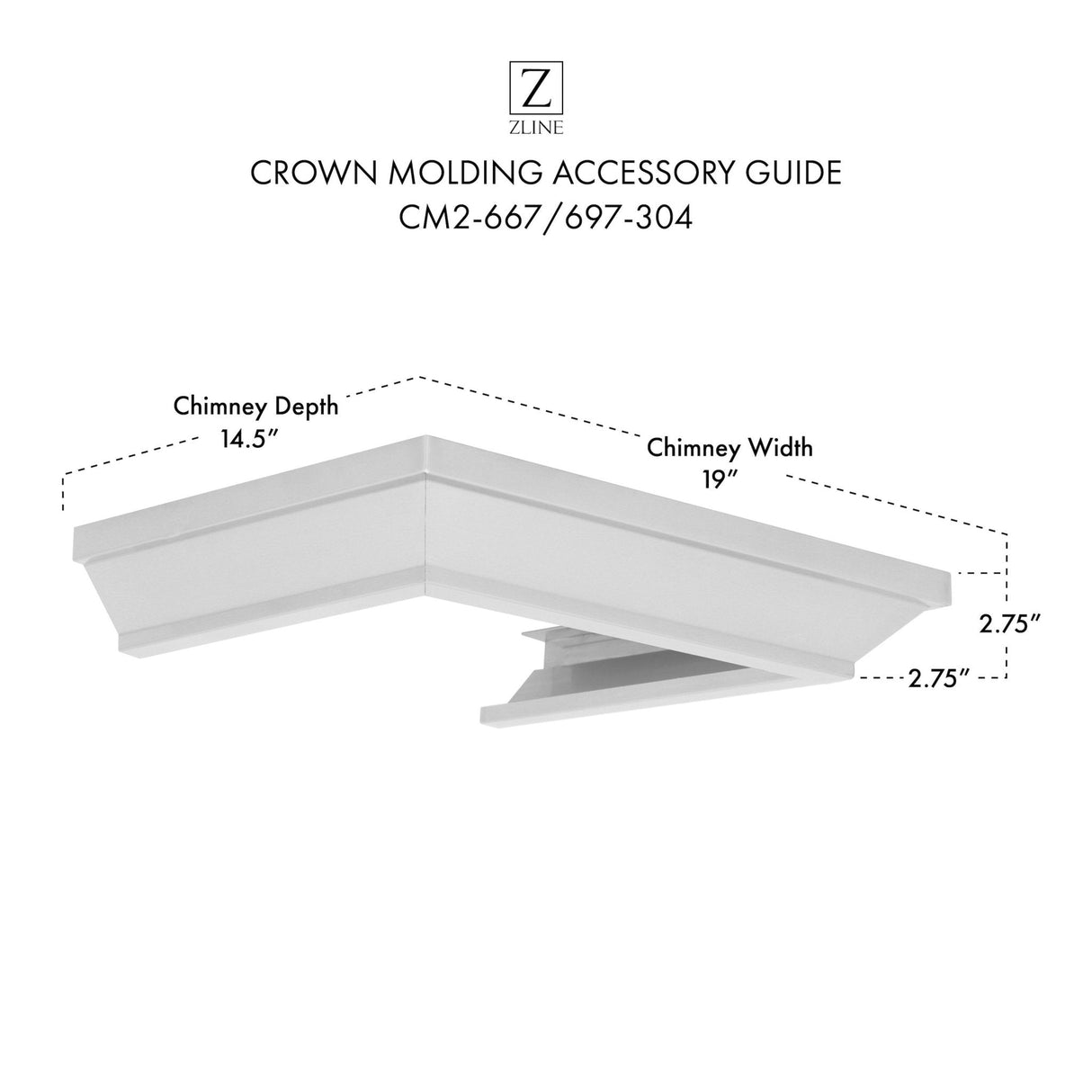 ZLINE Crown Molding Profile 2 for Wall Mount Range Hood (CM2-667/697-304)