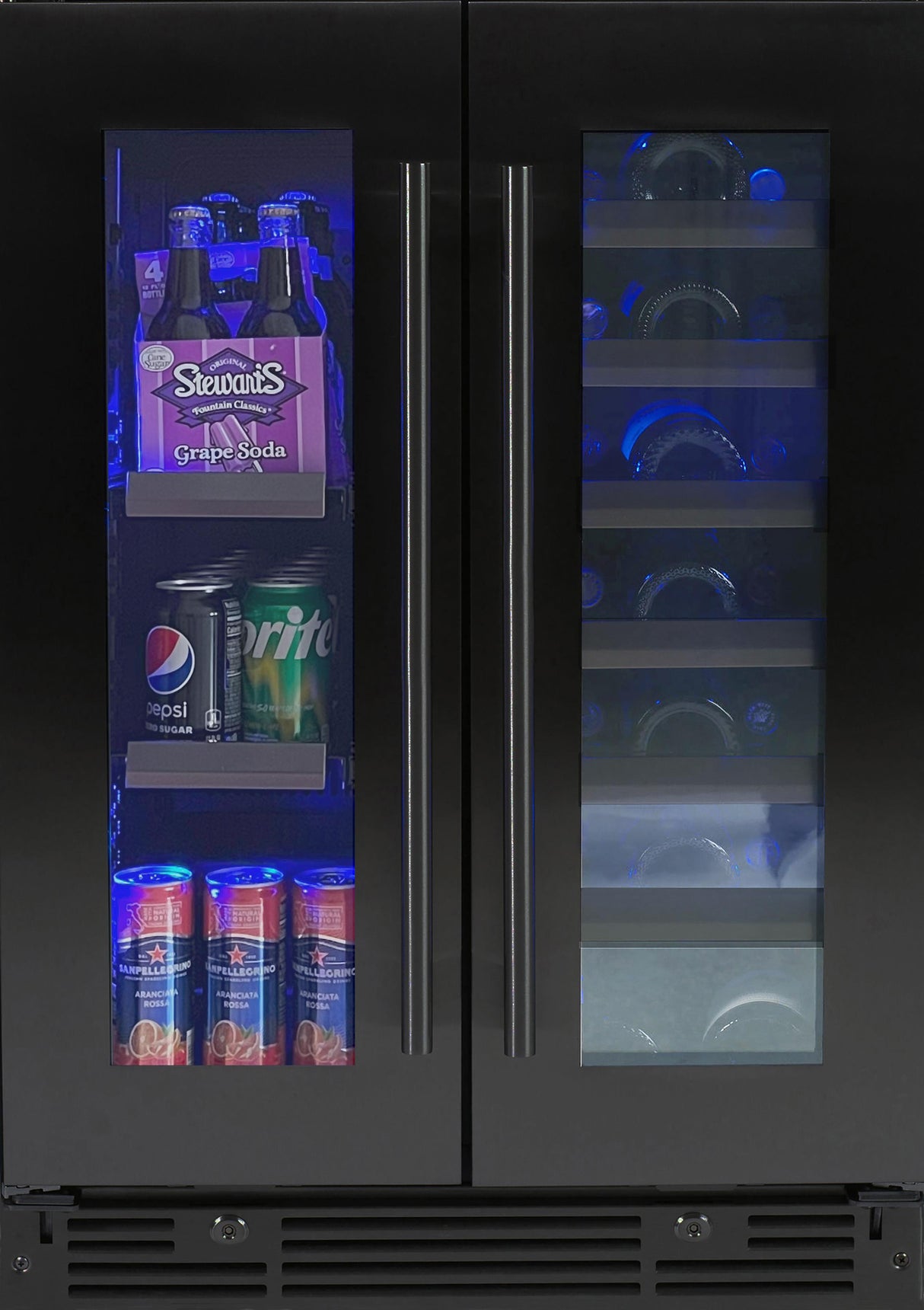 24" Beverage/Wine Double Door Black Stainless