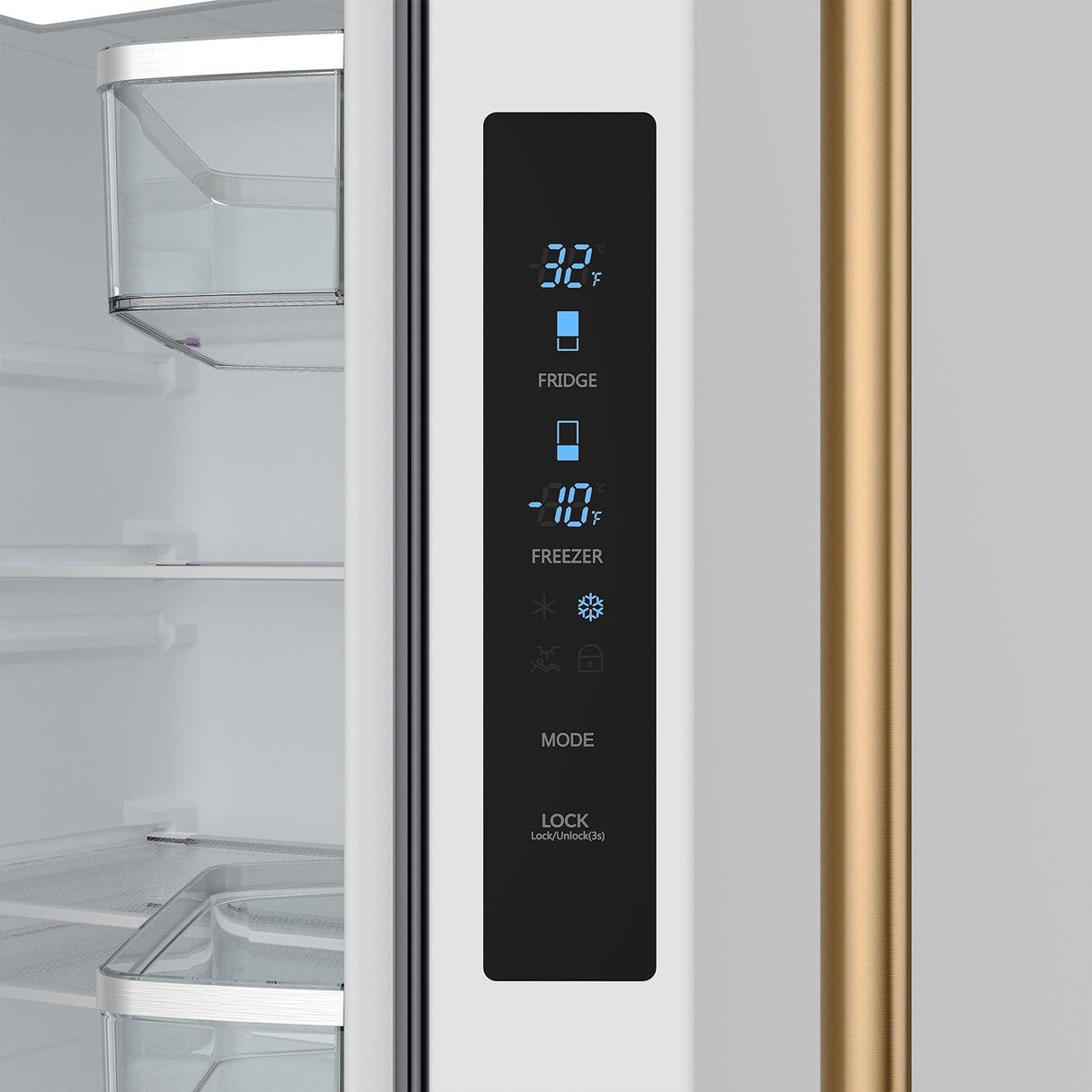 30 Inch French Door Counter Depth Refrigerator With Ice Maker - White/bronze Gordon Ramsay Series