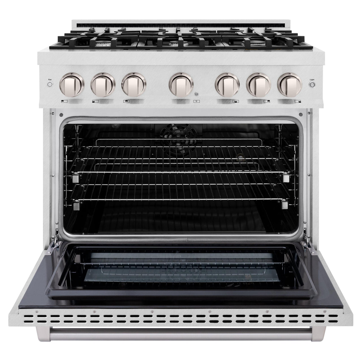 ZLINE 36 in. 5.2 cu. ft. Select Dual Fuel Range with 6 Burner Gas Cooktop and Electric Convection Oven in DuraSnow' Stainless Steel (HDRS-36)