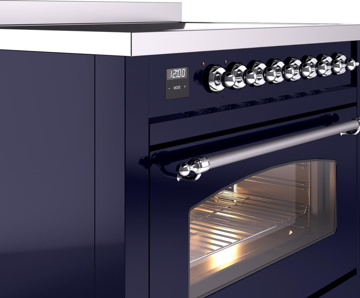 Nostalgie II 36 Inch Electric Freestanding Range in Blue with Chrome Trim