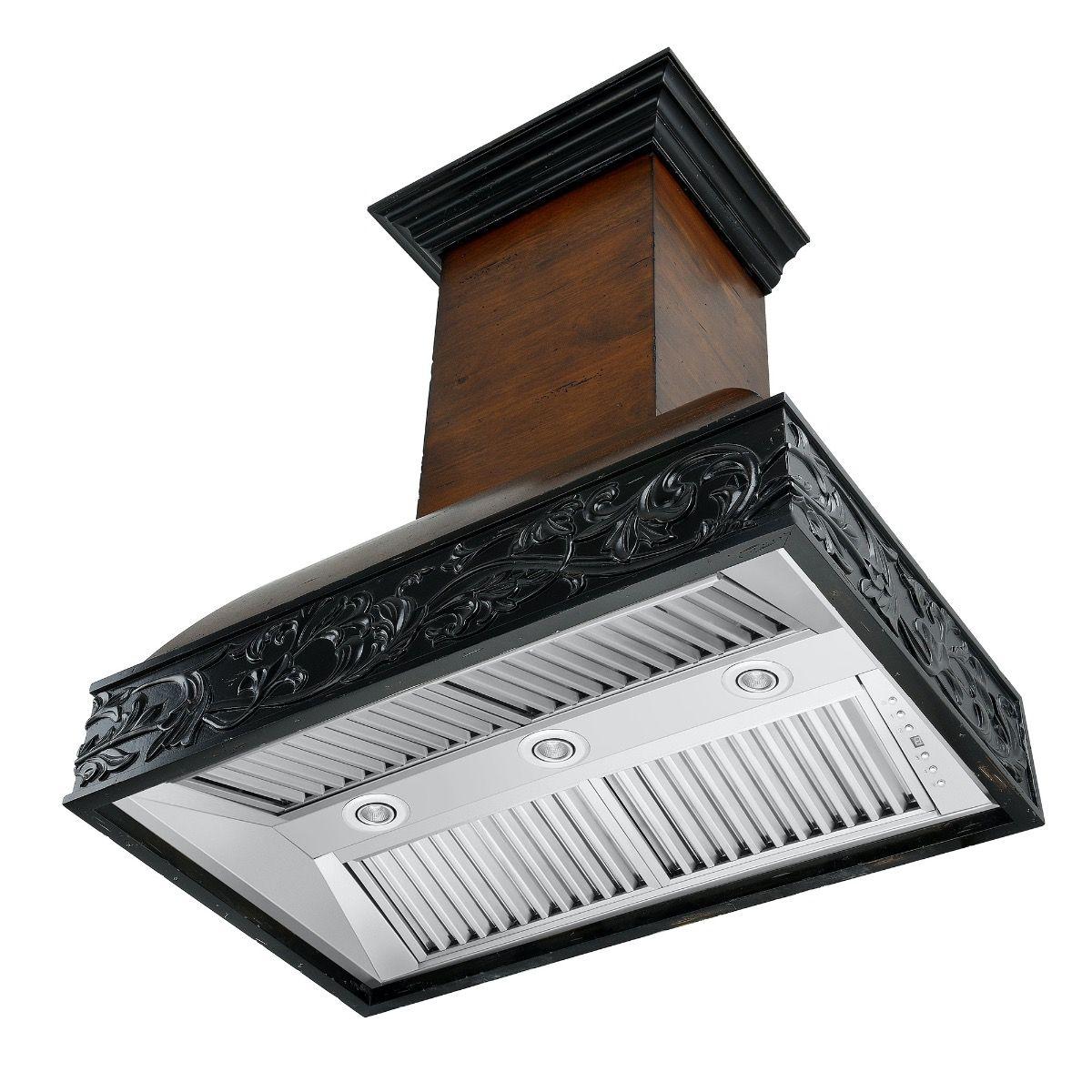 ZLINE 48 in. Wooden Wall Mount Range Hood in Antigua and Walnut - Includes Remote Motor