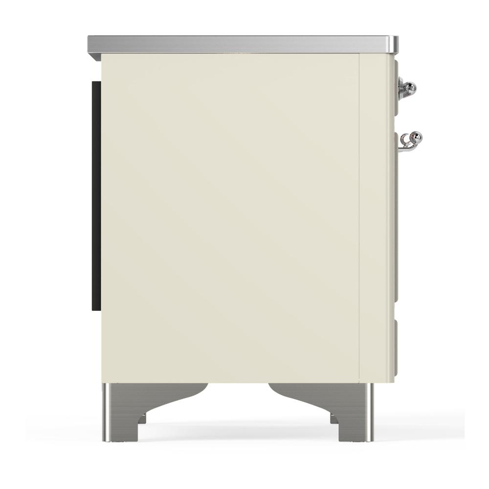 ILVE UMDIB40QNR3AWC Majestic III 40 inch Induction Range with 6 Elements, 3.82 cu. ft. Total Oven Capacity (Solid Door, Antique White, Chrome)