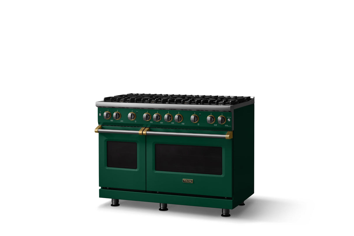 48"W. Sealed Burner Gas Range (Burner: 8b, Finish: Ivy, Trim: Brushed Brass, Fuel: Natural Gas)