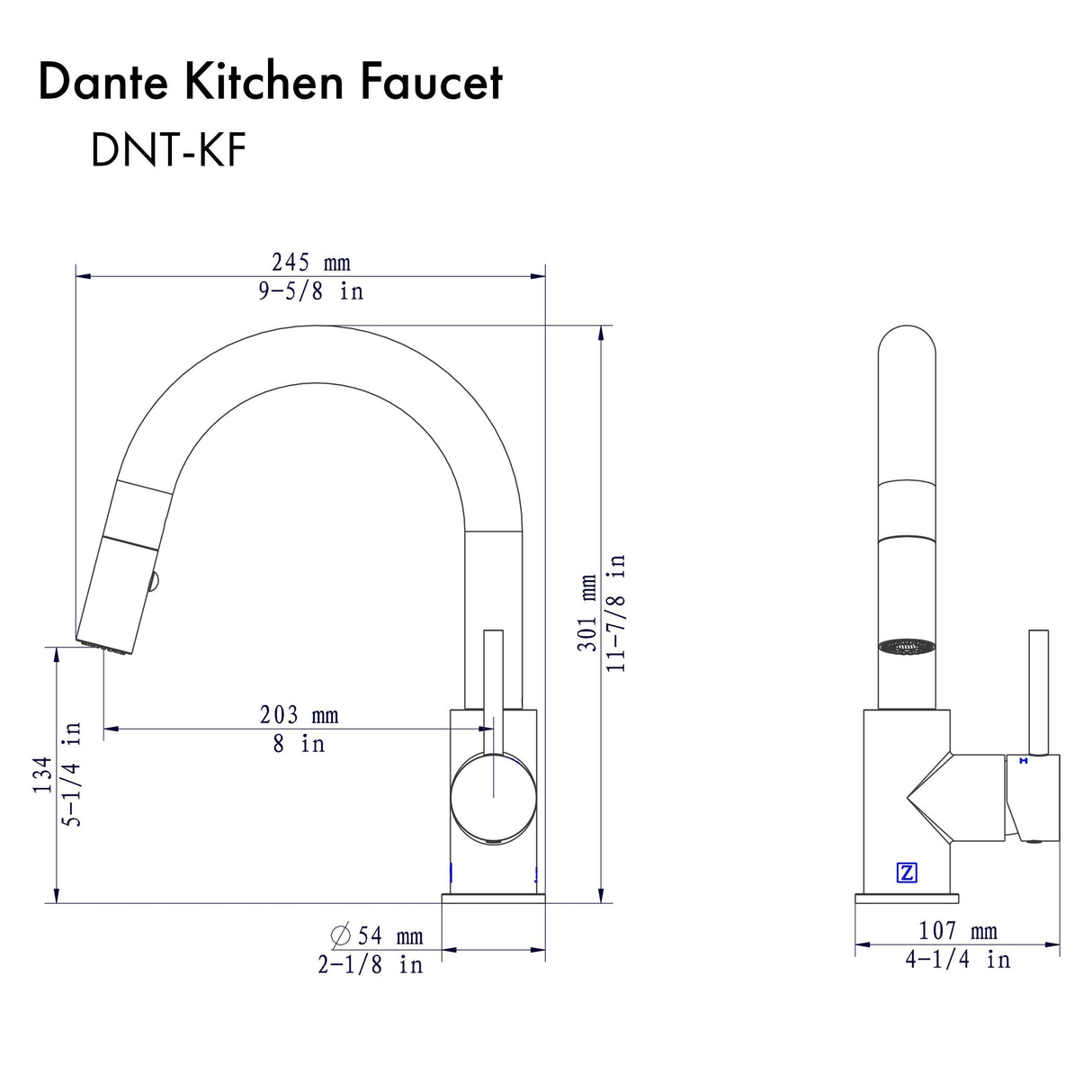 ZLINE Dante Kitchen Faucet in Matte Black (DNT-KF-MB)