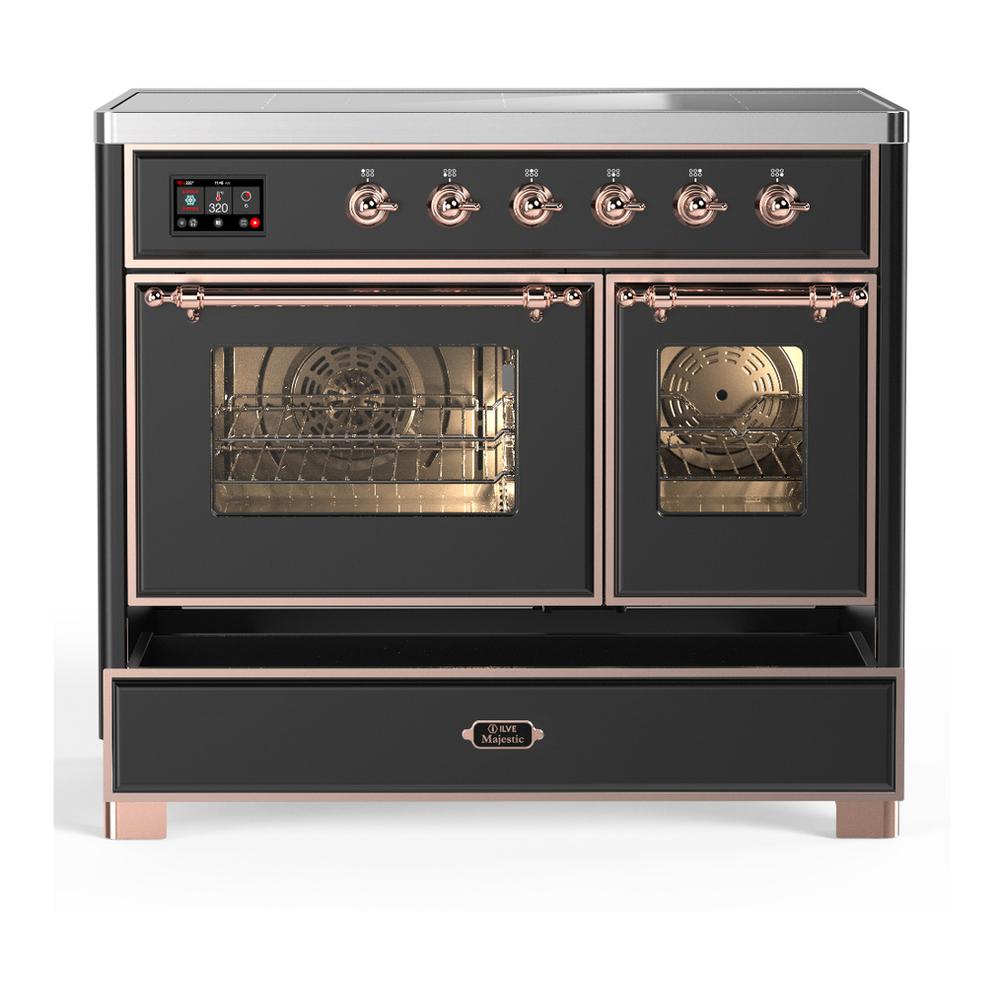 ILVE UMDIB40NR3MGP Majestic III 40 inch Induction Range with 6 Elements, 3.82 cu. ft. Total Oven Capacity (Triple Glass Door, Graphite Matte, Copper)