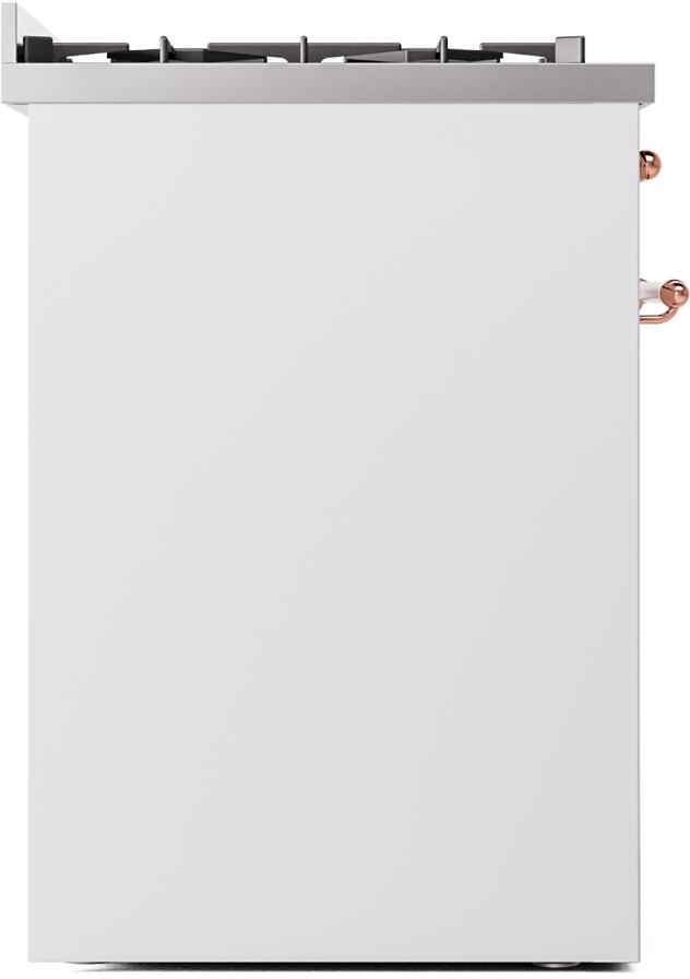 Nostalgie II 30 Inch Dual Fuel Natural Gas Freestanding Range in White with Copper Trim
