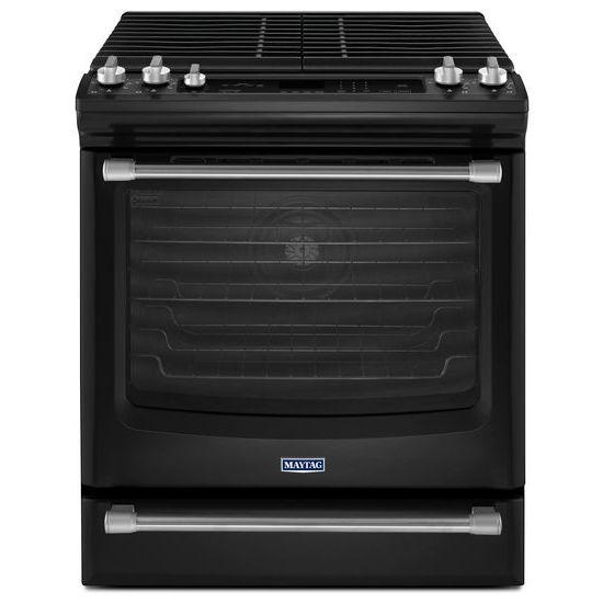 Black Ice Maytag® 5.8 cu. ft. Front Control Gas Range with the FIT System