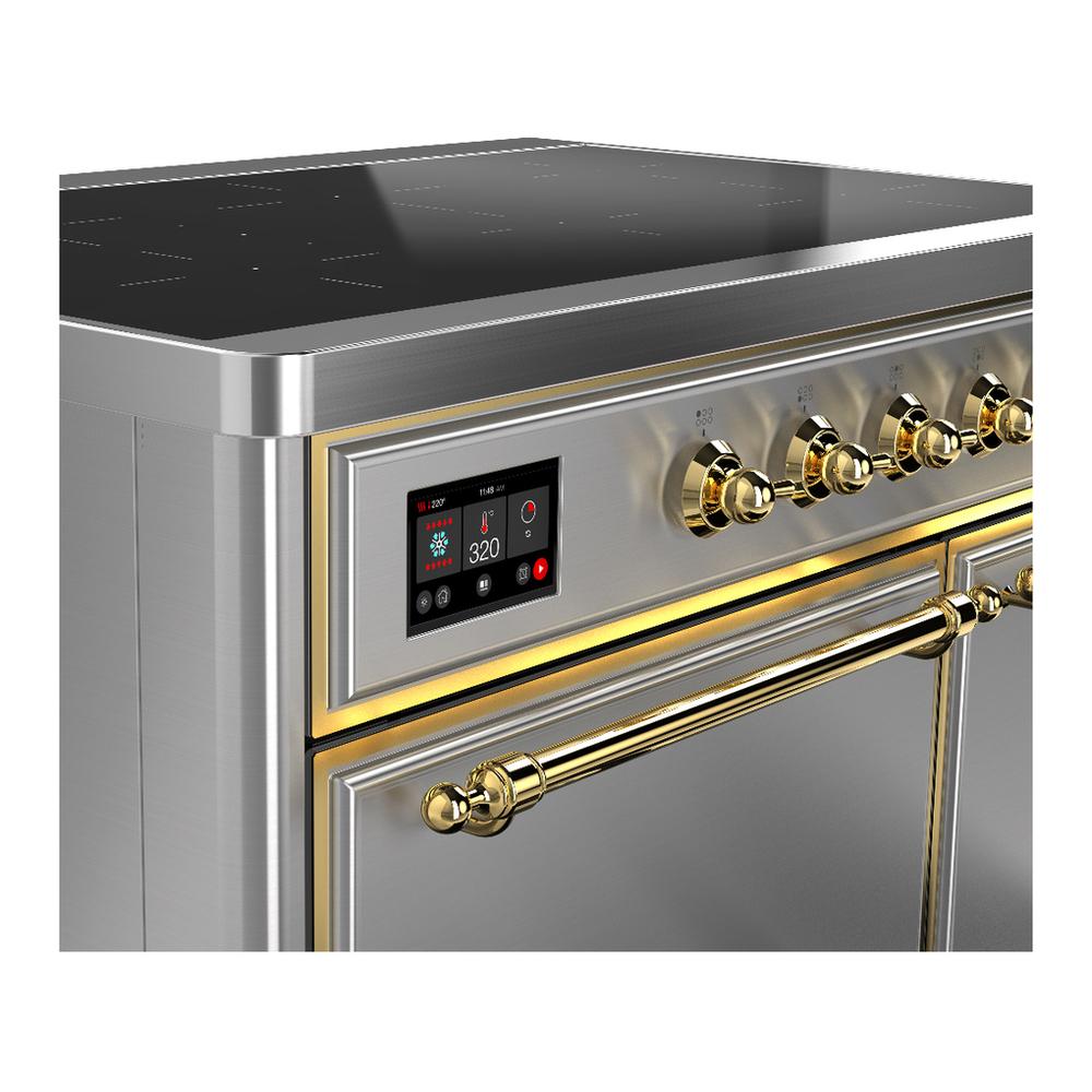 ILVE UMDIB40QNR3SSG Majestic III 40 inch Induction Range with 6 Elements, 3.82 cu. ft. Total Oven Capacity (Solid Door, Stainless Steel, Brass)