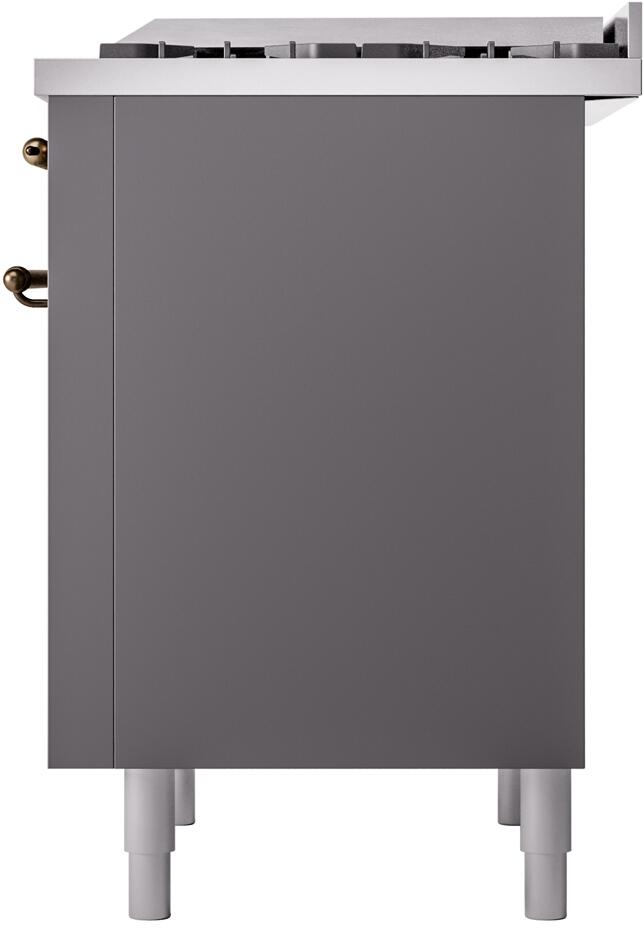 Nostalgie II 36 Inch Dual Fuel Liquid Propane Freestanding Range in Matte Graphite with Bronze Trim