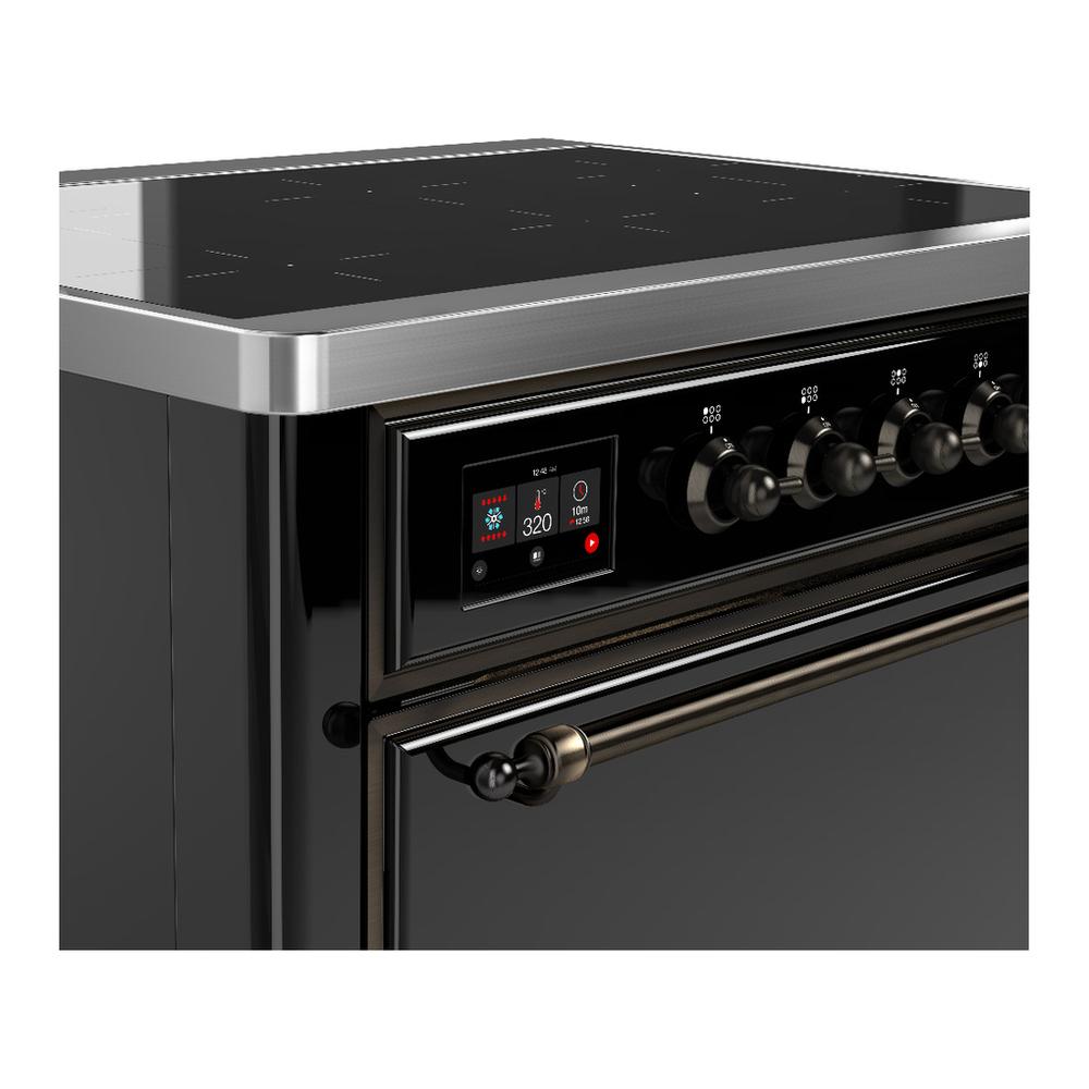 ILVE UMIB36QNR3BKB Majestic III 36 inch Induction Range with 6 Elements, 3.5 cu. ft. Total Oven Capacity (Solid Door, Glossy Black, Burnished)