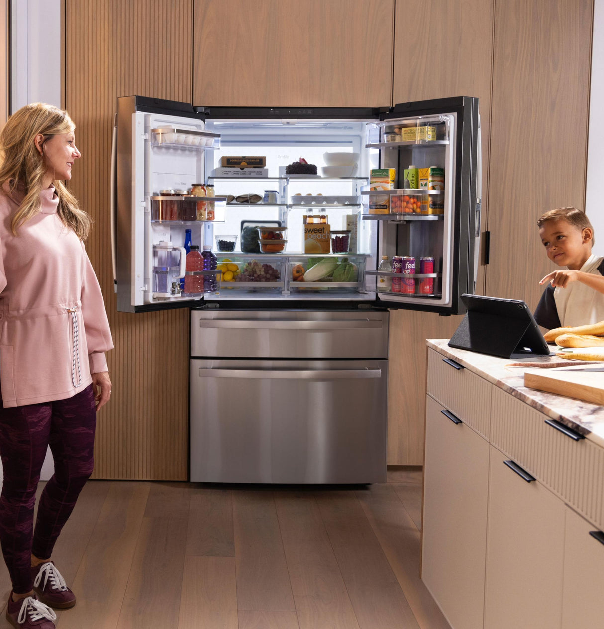 GE Profile™ ENERGY STAR® 23.3 Cu. Ft. Smart Counter-Depth Fingerprint Resistant 4-Door French-Door Refrigerator with Door In Door